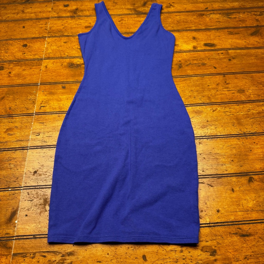 Wild Fable‎ Womens Cobalt Blue V-Neck Bodycon Tank Mini Dress XS Solid Jersey